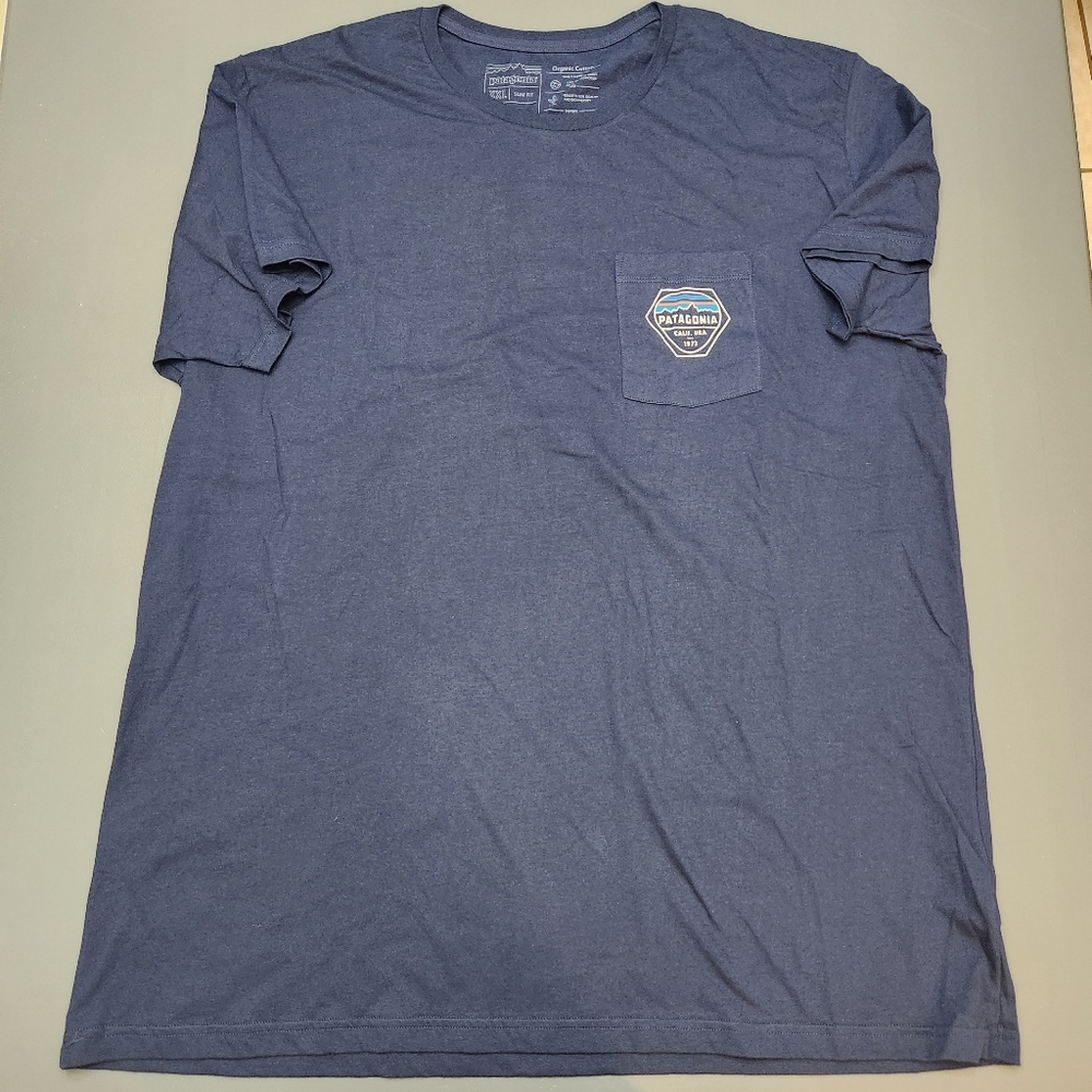 NWT Patagonia Pocket T-Shirt Dolomite Blue Organic Cotton Slim Fit XXL Gorpcore